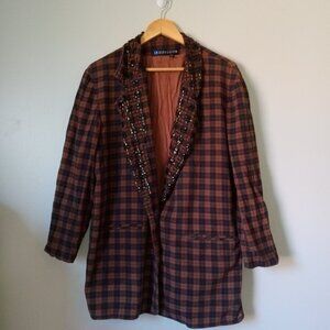 Vintage 1980s IB DIFFUSION Brown Design Jacket / Blazer with Sequins
